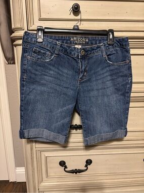 Arizona Jean Company Medium Blue Rolled Cuff Denim Shorts